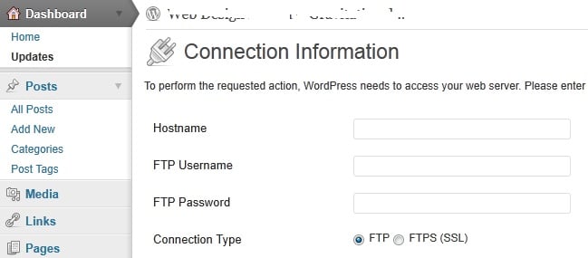 wordpress-ftp-connection-information