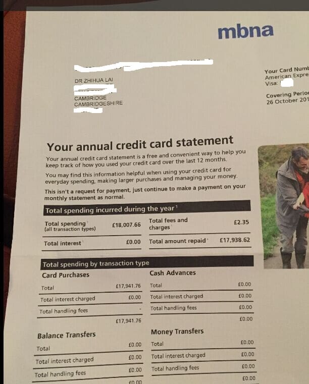 mbna-credit-card-annual-statement 一年的信用卡消费 换来 180英镑点卷 生活 
