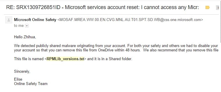 onedrive-virus 微软的 OneDrive 误认为文本是病毒 互联网 杂乱 
