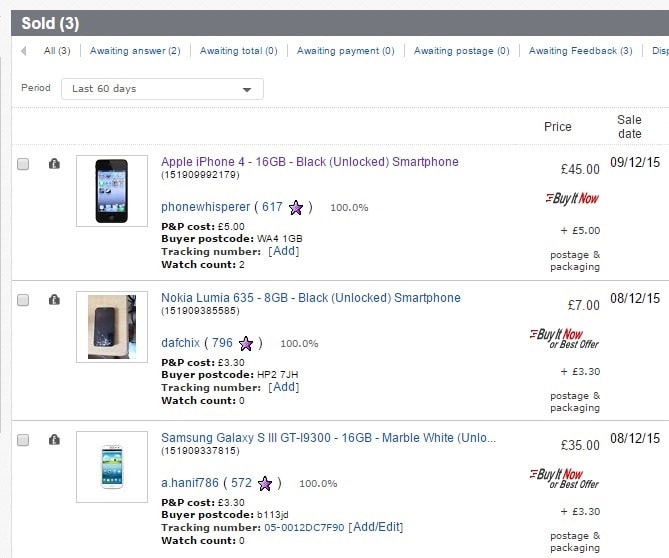 ebay-sold-phones EBAY 上卖一些 不用的电子产品 数码 杂乱 生活 