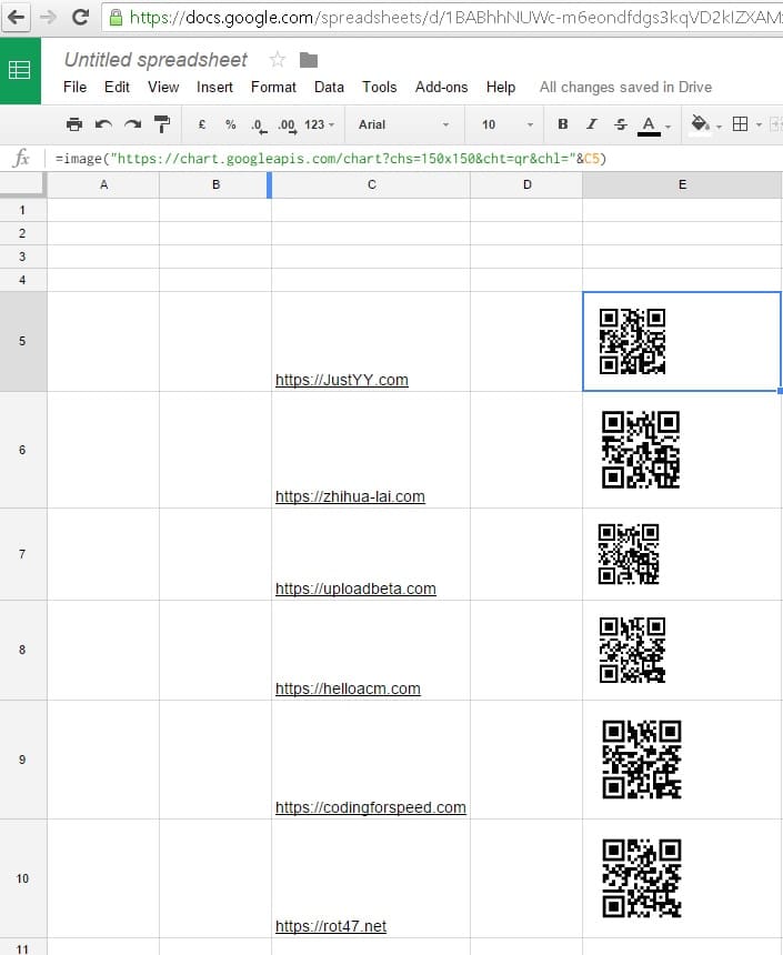 google-spread-sheet-qr How to Generate the QR images in Batch using Google-Drive Spread Sheet? excel google api QR images 