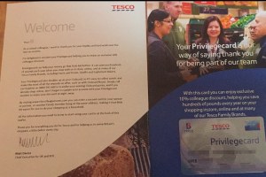 在英国Tesco超市工作6个月获得的Privileged打折卡(9折员工价)