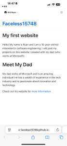 ryan-first-website-github-pages-139x300 我儿子的第一个网站是架在Github上的静态网页。 