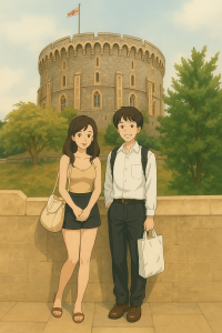 Young-Couple-at-Castle-Tower-200x300 刚认识媳妇那会，来了场说走就走的旅行，坐火车去温莎城堡，在对面很贵的一酒店，刷卡直接入住，度过了很美好的一晚。Young Couple at Castle Tower  城堡塔的年轻夫妇 