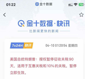 trump-90-days-300x278 美宣布对中国加征至 125% 关税，对其他国家关税暂降至 10% 