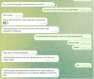telegram-scammer-chat-sign-verify-300x254 骗子急着让我签合同 