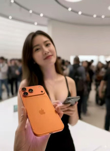 iphone-17-pro-max-orange-girl-219x300 iphone 17这颜色够艳，听说这图是AI？以假乱真啊。 