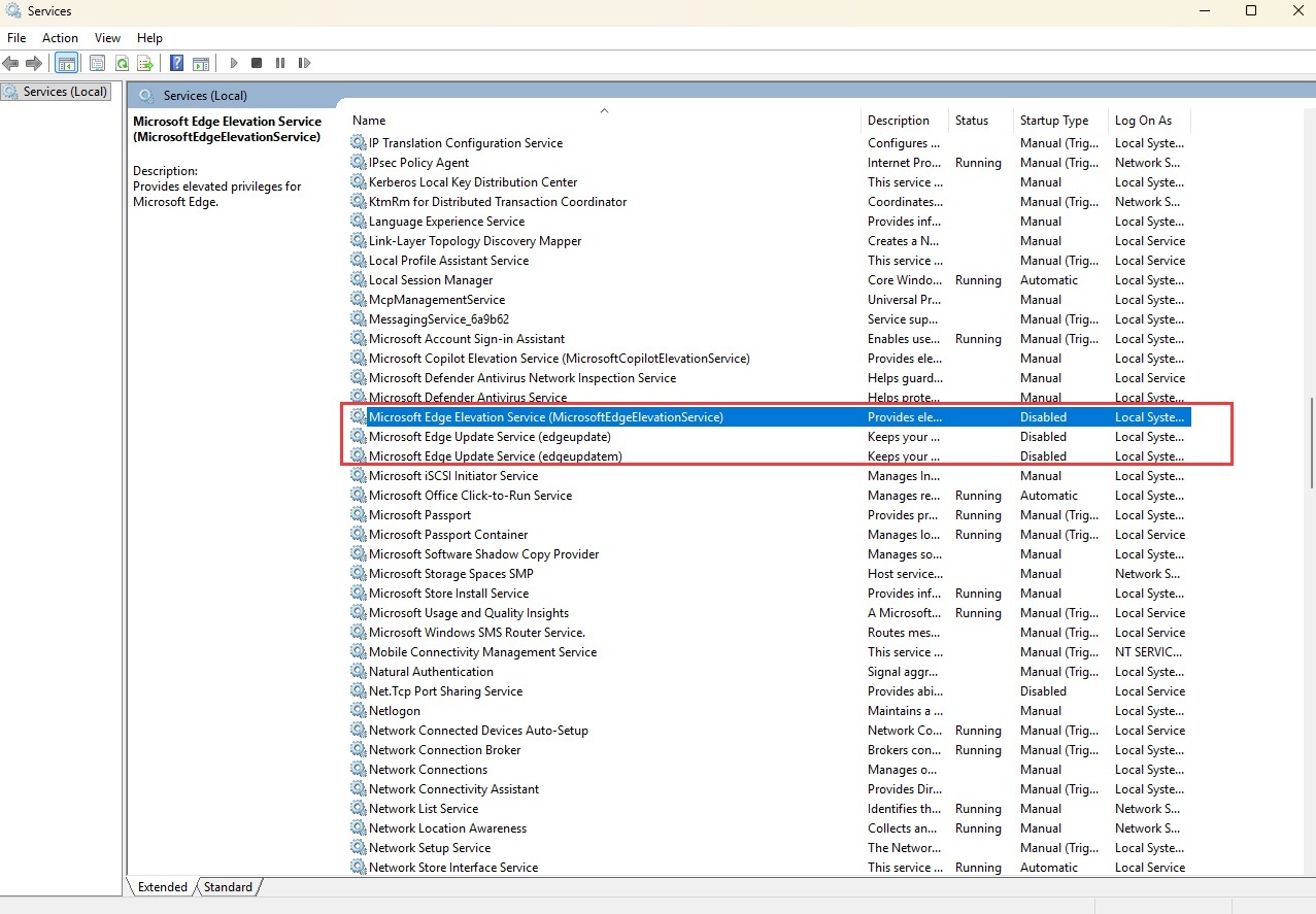 microsoft-edge-services Windows 越用越慢? 先关掉 Edge 这些后台启动项 Windows 操作系统 小技巧 